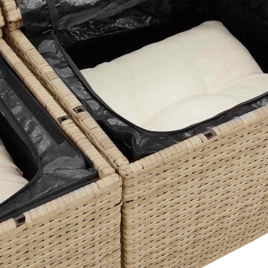 Garten-Sofa-Set mit Speicher 10 pcs Beige Poly Rattan